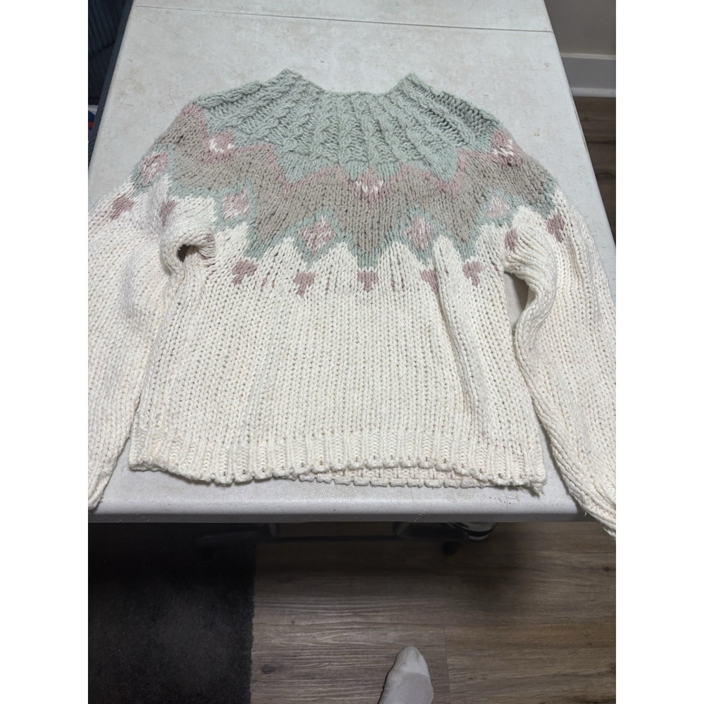 Vintage Knitted by Hand Colleen's Collectables Women's Sweater Floral Sz Medium